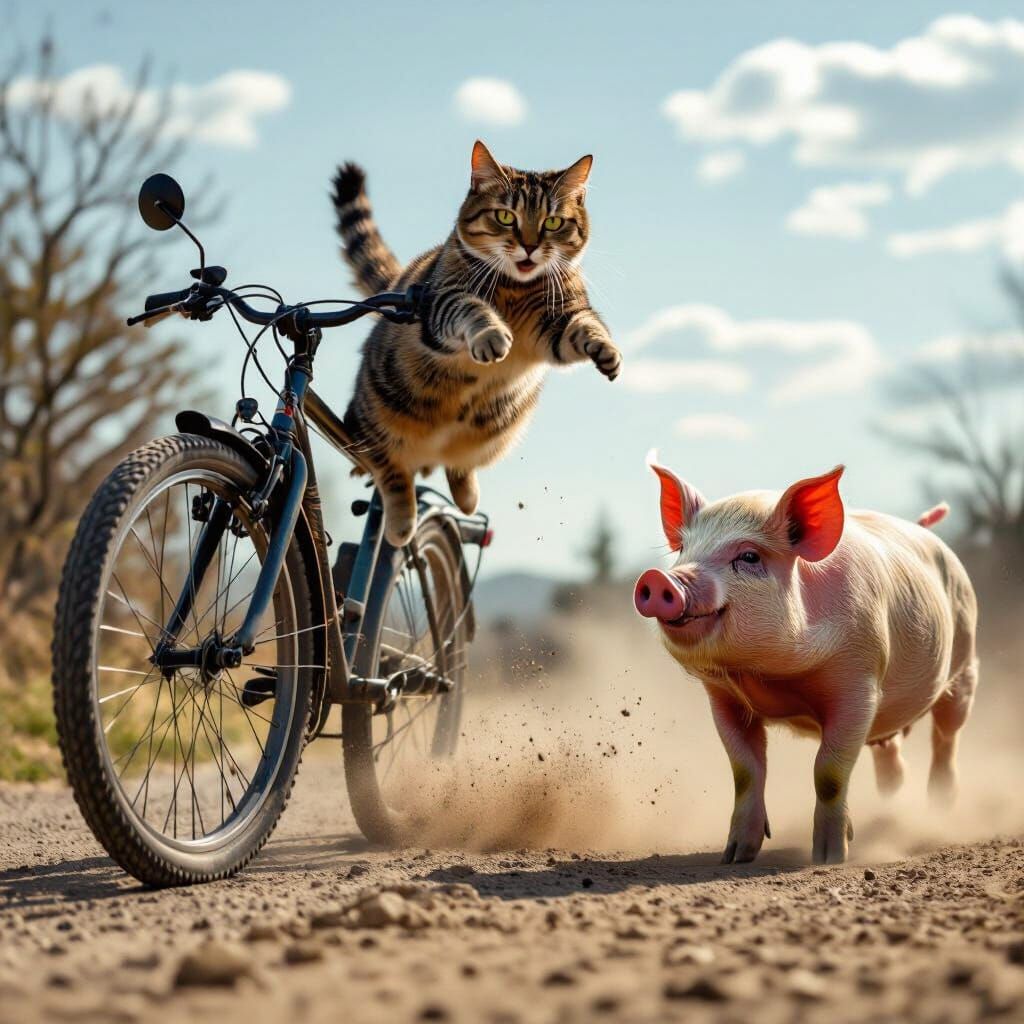 Cat Leaps Off Bike in Dramatic 4K Action Shot