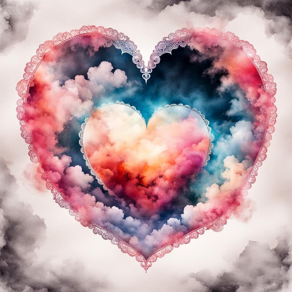 Broken Cloud Heart: Mythical Watercolor Masterpiece