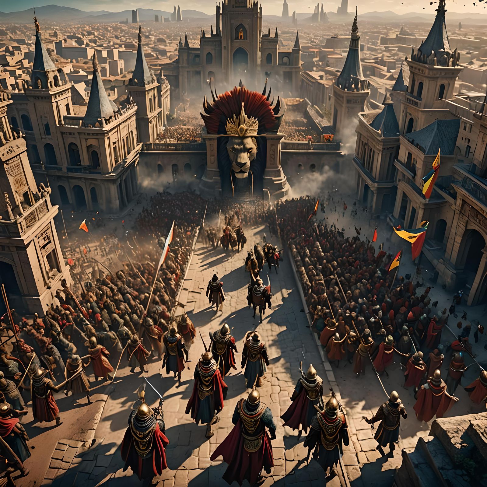 African King and Warriors Enter Madrid: Detailed Matte Paint...