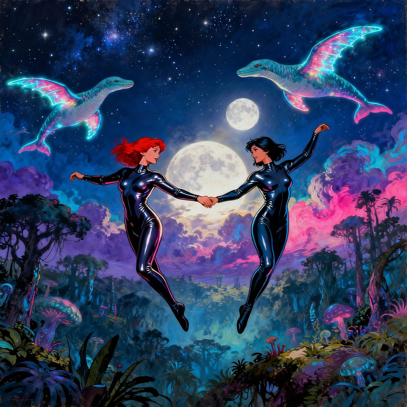 Alien Forest Dance Under Twin Moons