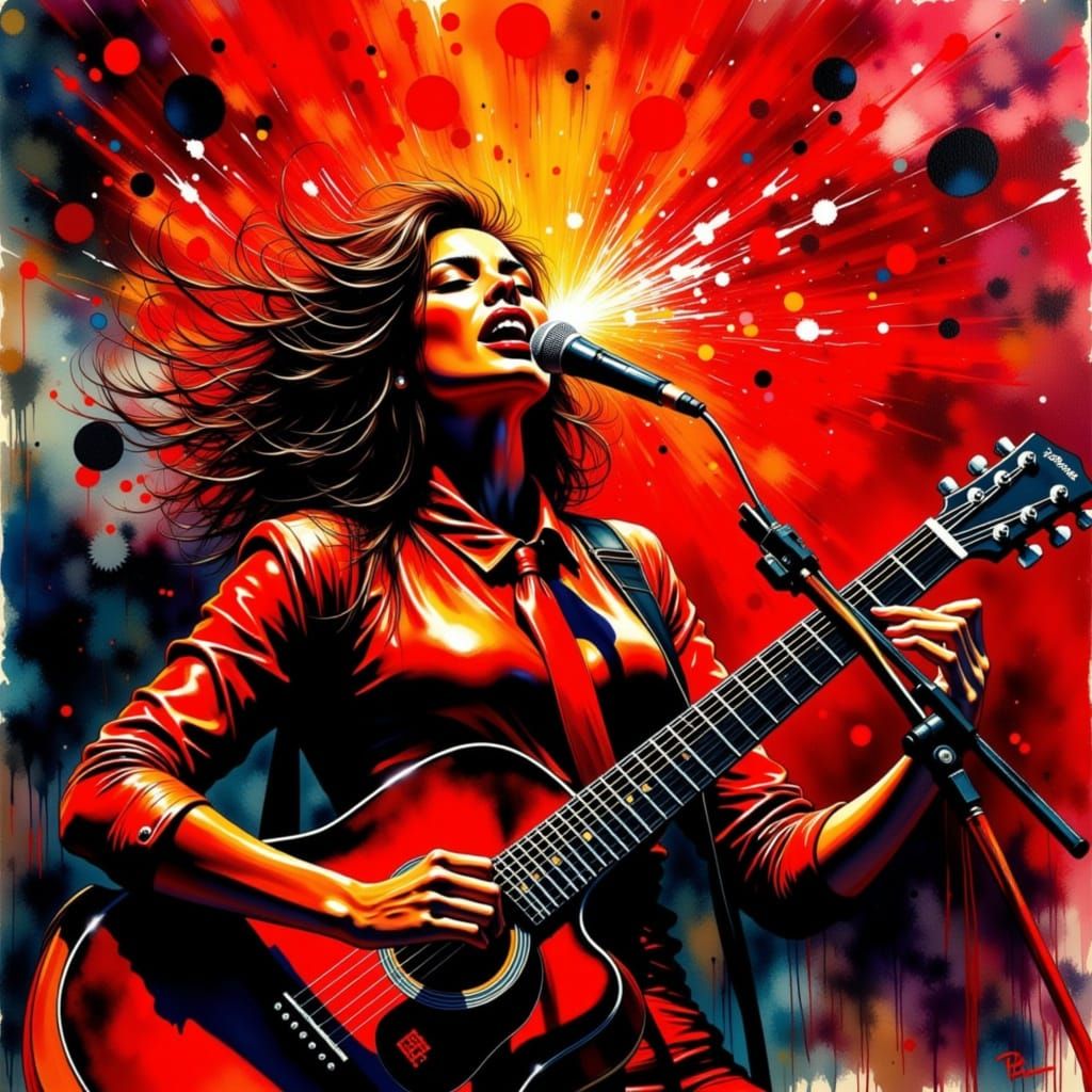 Passionate Singer's Explosive Performance in Expressionist S...