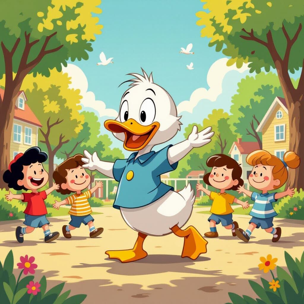 Duckling's Dance in Peanuts-Style Playground
