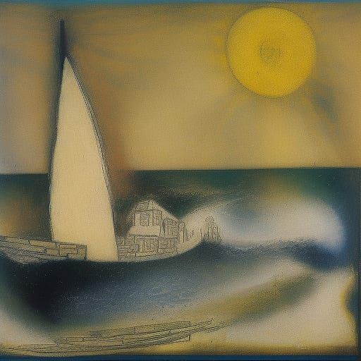 Crystal Ship on the Ocean: Surreal Art