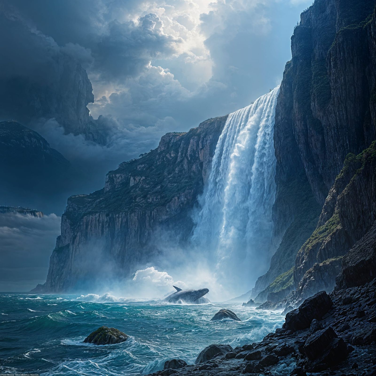 Mediterranean Sea Formation in Dramatic Stormy Landscape