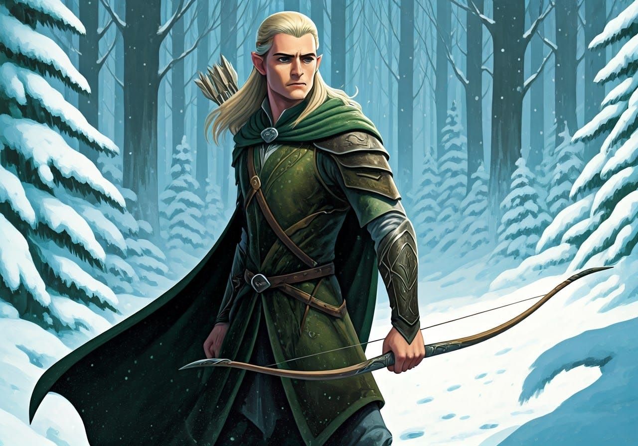 Legolas in Snow Forest, Rankin-Bass Style