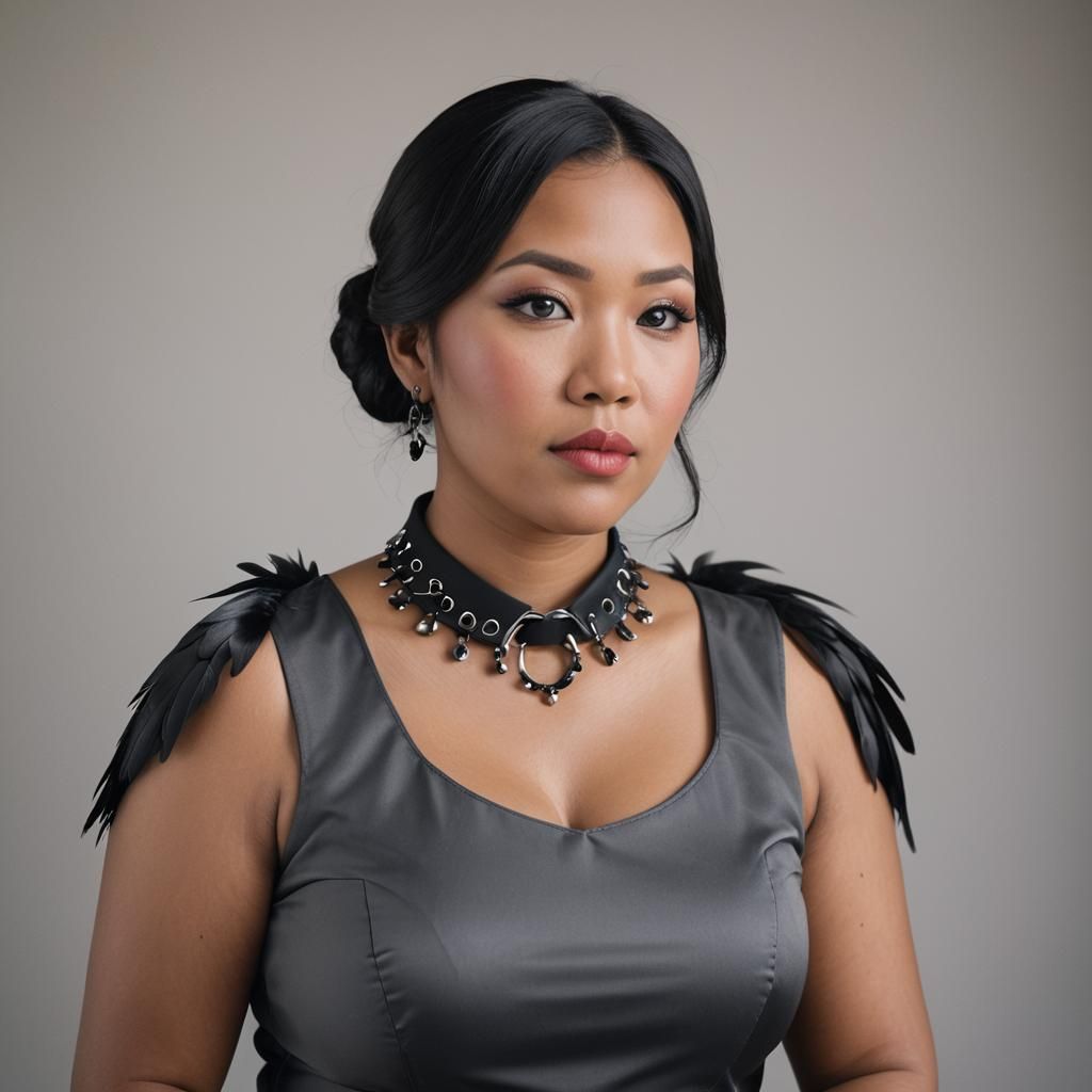 Ebony Angel with Raven Hair and Black Collar