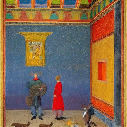 Moose and Rabbit: A Renaissance-Abstract Fusion