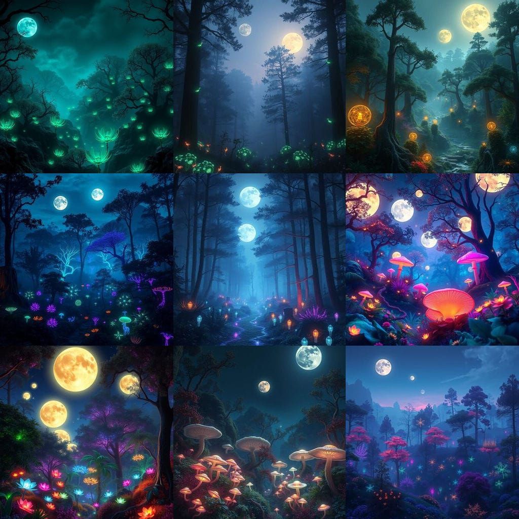 Luminescent Forest Alive with Moonlight