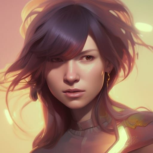 Railgun Portrait in Hyperdetailed Art Nouveau Style