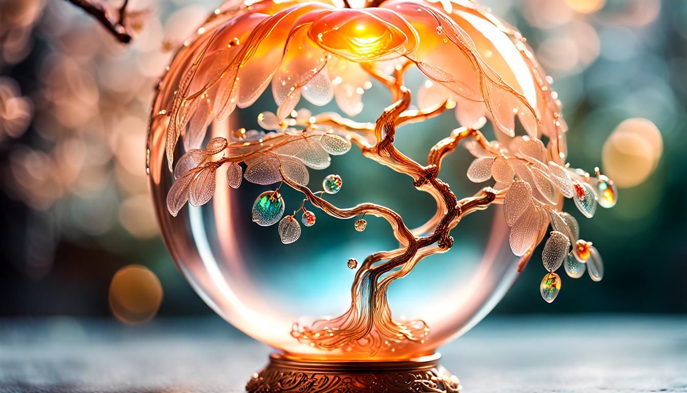 Magical Glass Peach with Golden Filaments