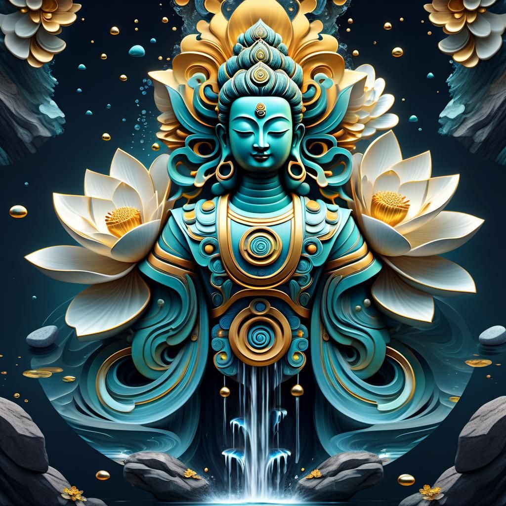 Zen Imagery in Psychedelic Biopunk Style