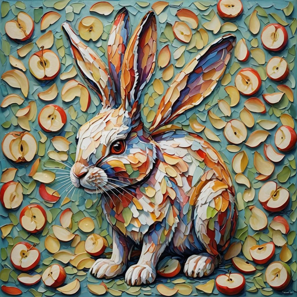 Apple Slice Rabbit in Expressionist Style