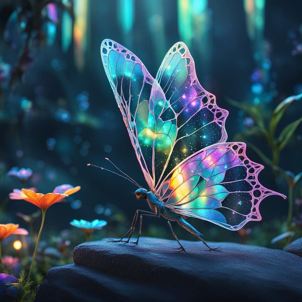 Iridescent Fairy Wings in Holographic Style