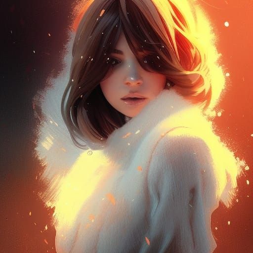 Detailed Winter Portrait in Art Nouveau Style