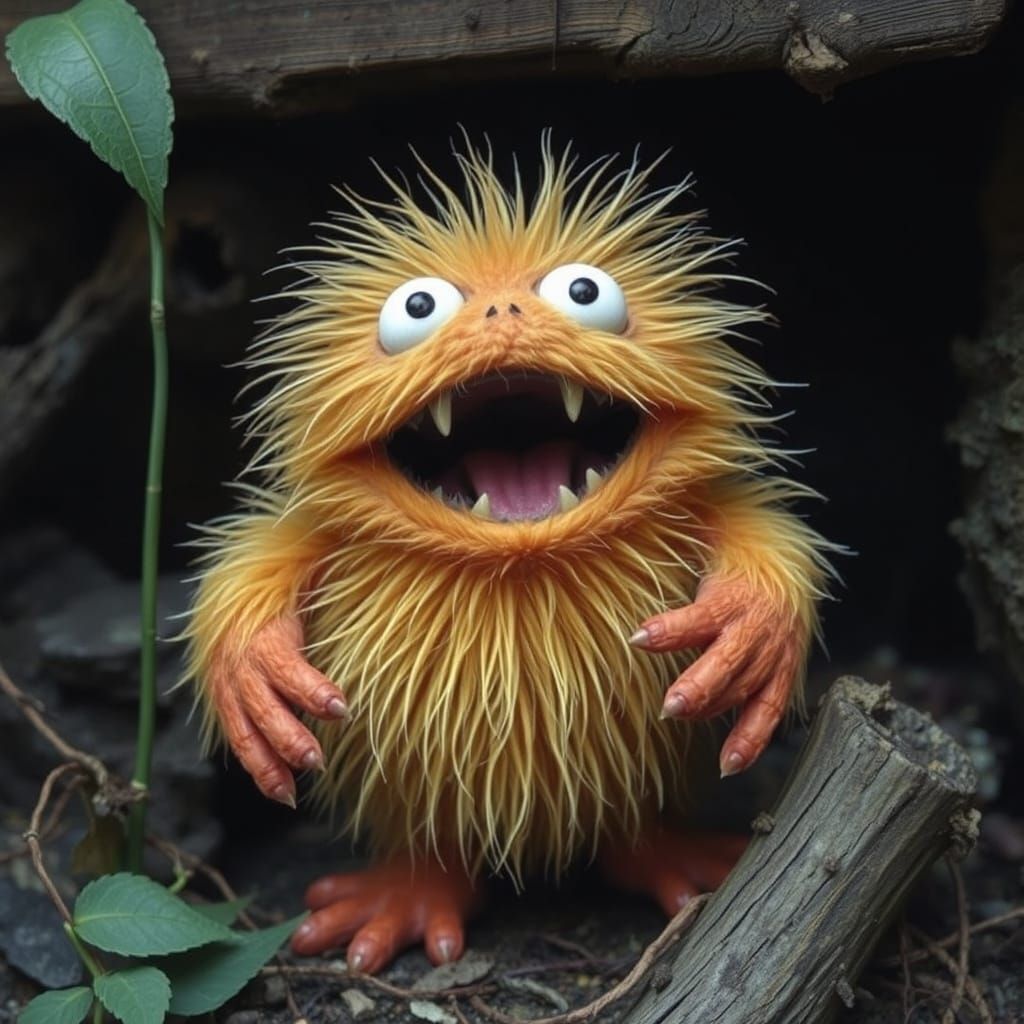 Terrifyingly Cute Cosmic Menace in a Woodshed