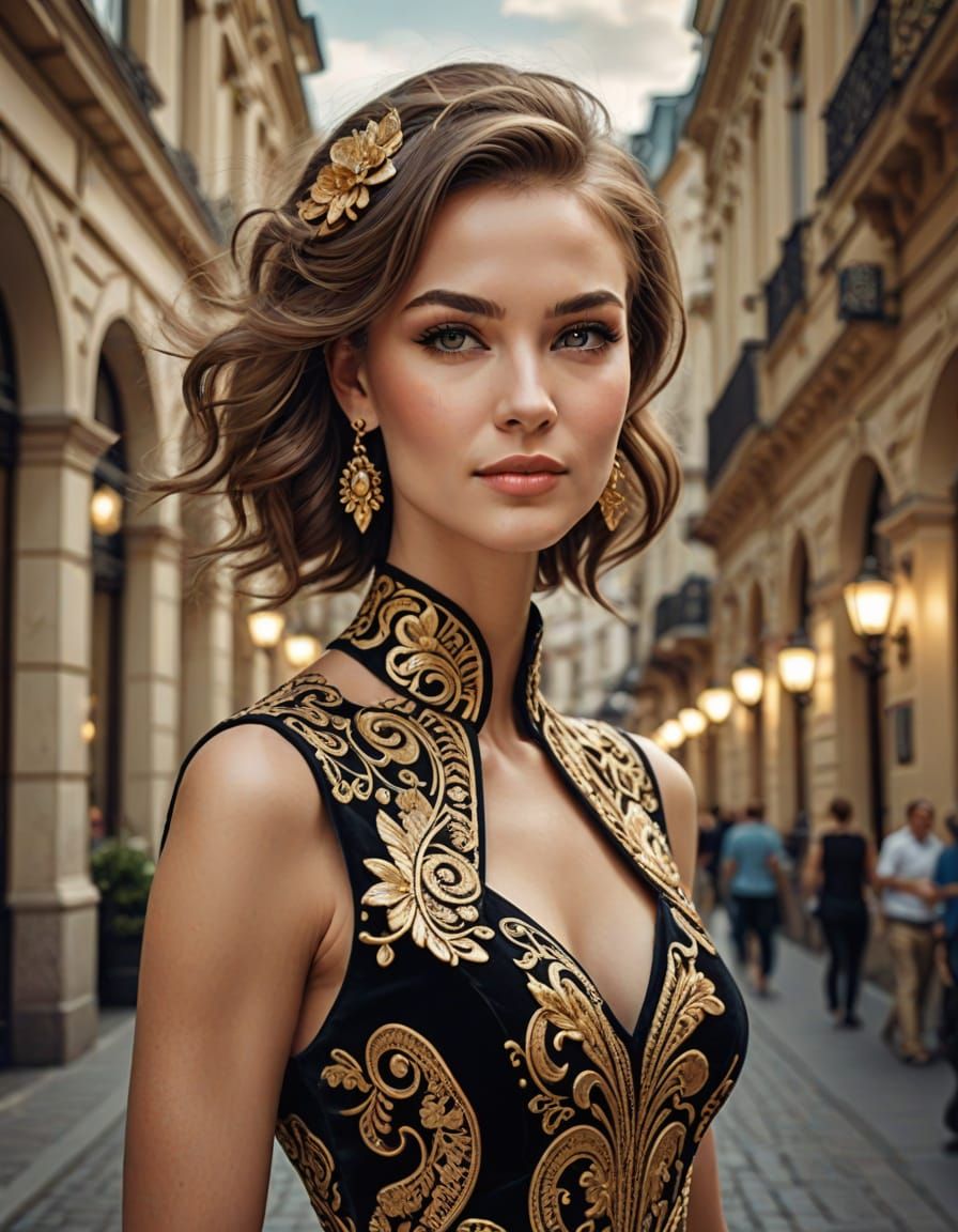 Elegant Russian Beauty in Vintage Style Luxury Portrait
