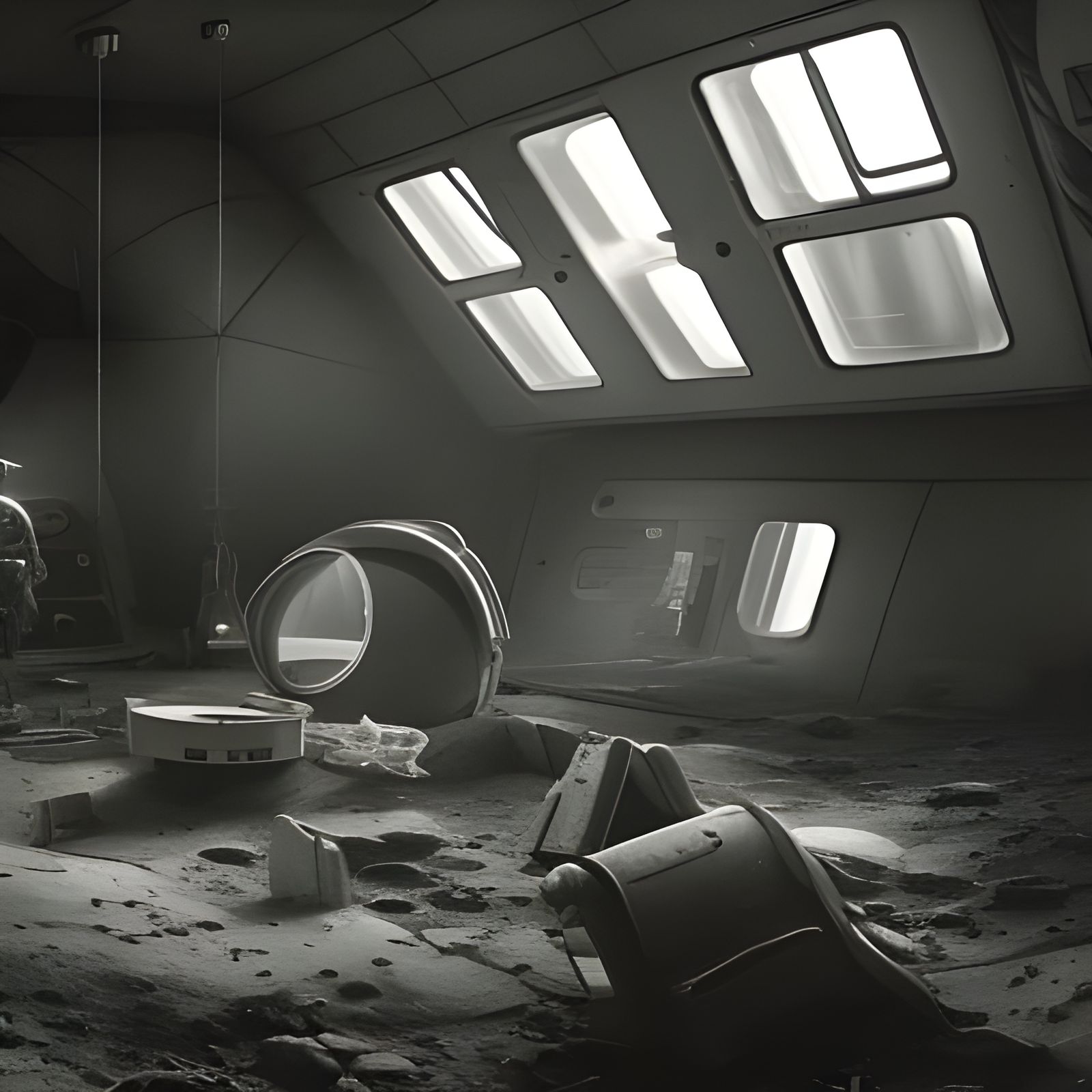 Abandoned Moonbase Interior: Realistic Digital Painting