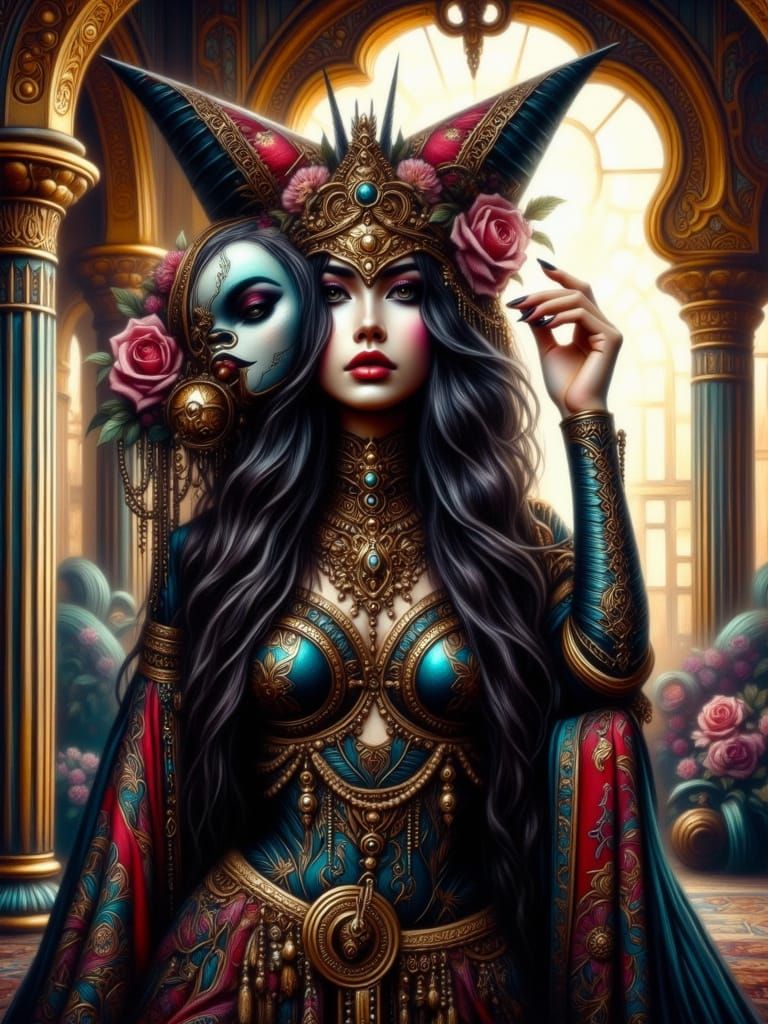 Vampire in Gaudi Palace Harem, Digital Matte Painting