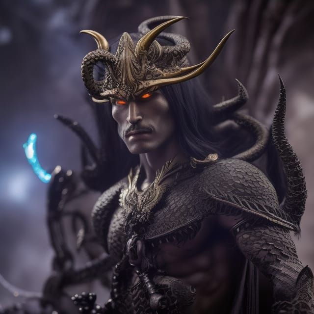 Fierce Dark Elf Typhon in Intricate Armor