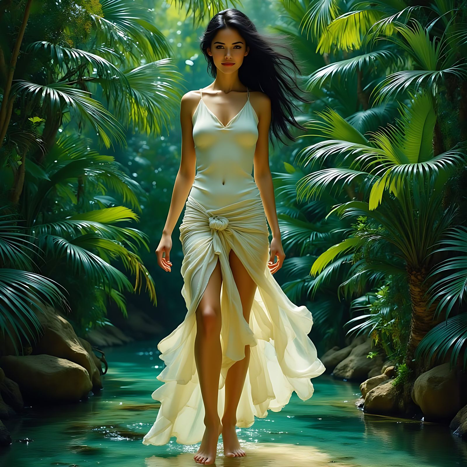 Elegant Woman in Tropical Paradise