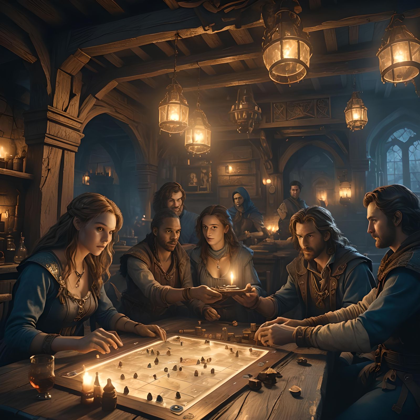 Detailed Matte Painting of a Board Game