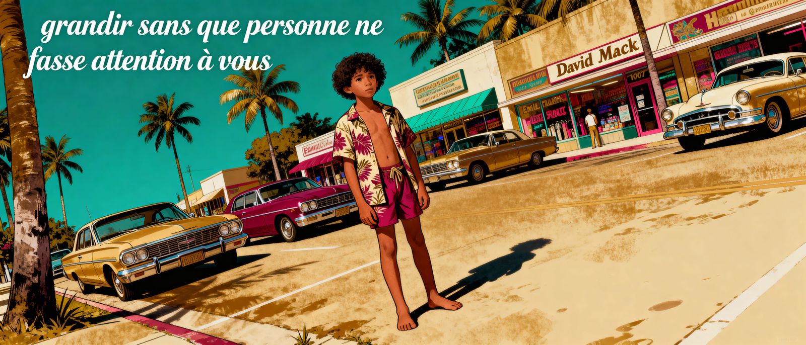 Vibrant Hawaiian Scene with Intricate Details in 1970s Style