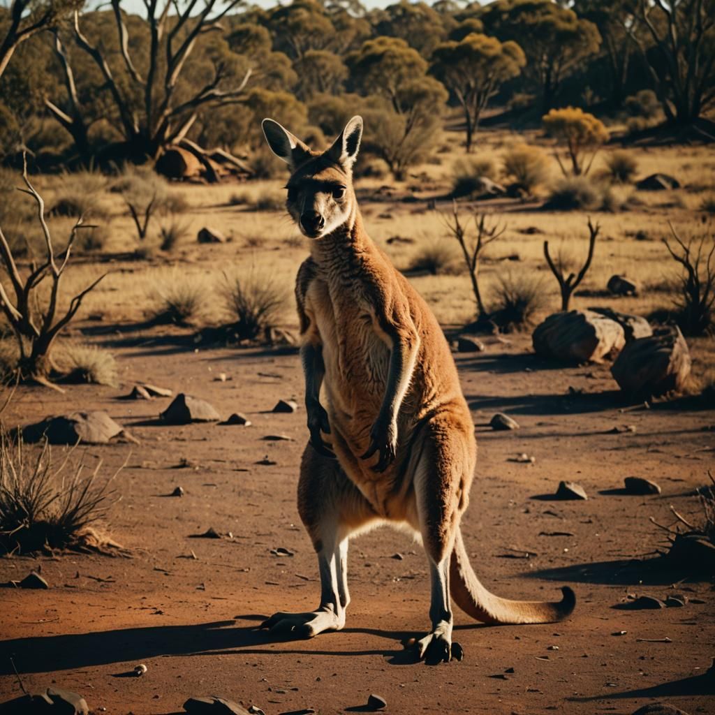 Kangaroo with Brass Knuckles in Outback Film Still