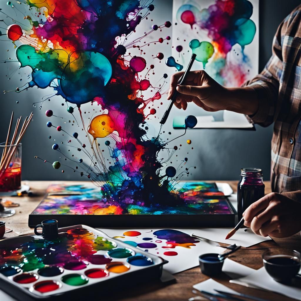 Stick Figure Conversations in Alcohol Ink Style