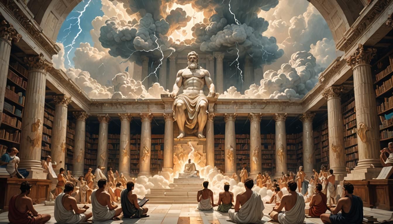 Imagination Cloud in Ancient Library: Digital Photoillustrat...