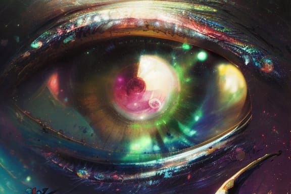 Cosmic Eye Digital Illustration in Vibrant Colors