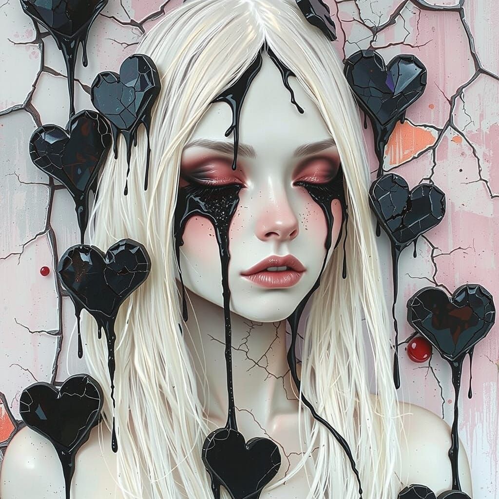 Gothic Portrait: Woman With Shattered Glass Tears