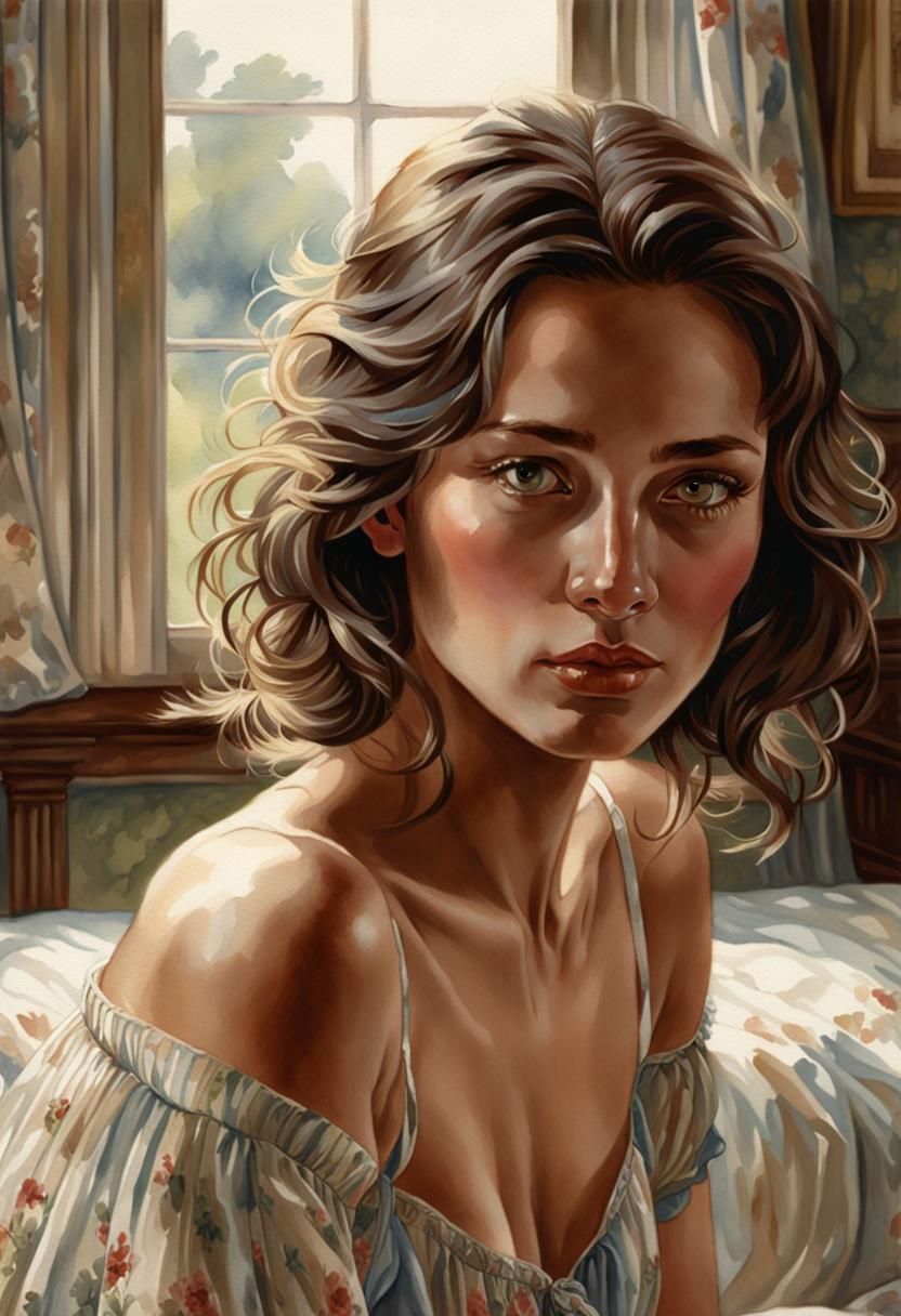 Colonial Woman Portrait in Hyperrealistic Watercolor