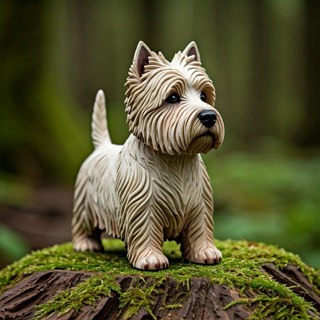Wood Carving of West Highland White Terrier