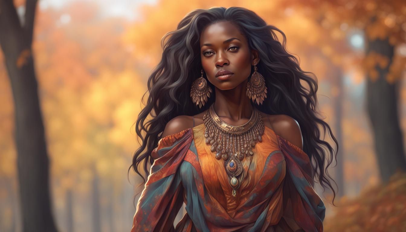 African American Woman in Dress: Hyperdetailed Portrait