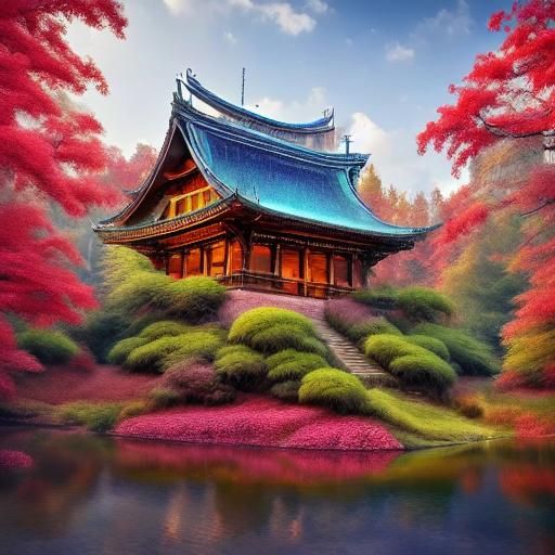 <lora:Vibrantino:1.0> amazing weird fractal gaudi land seascape fall foliage