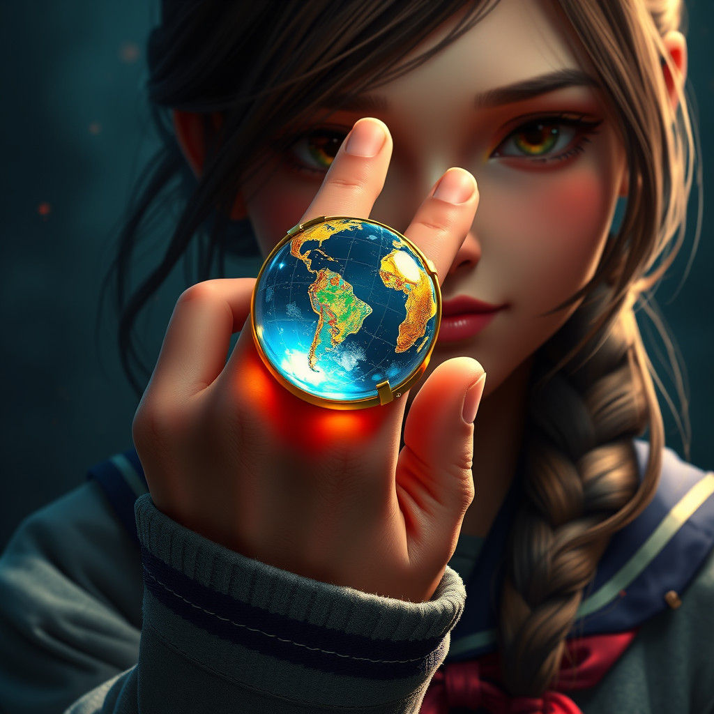 Golden Globe Ring on Child's Finger