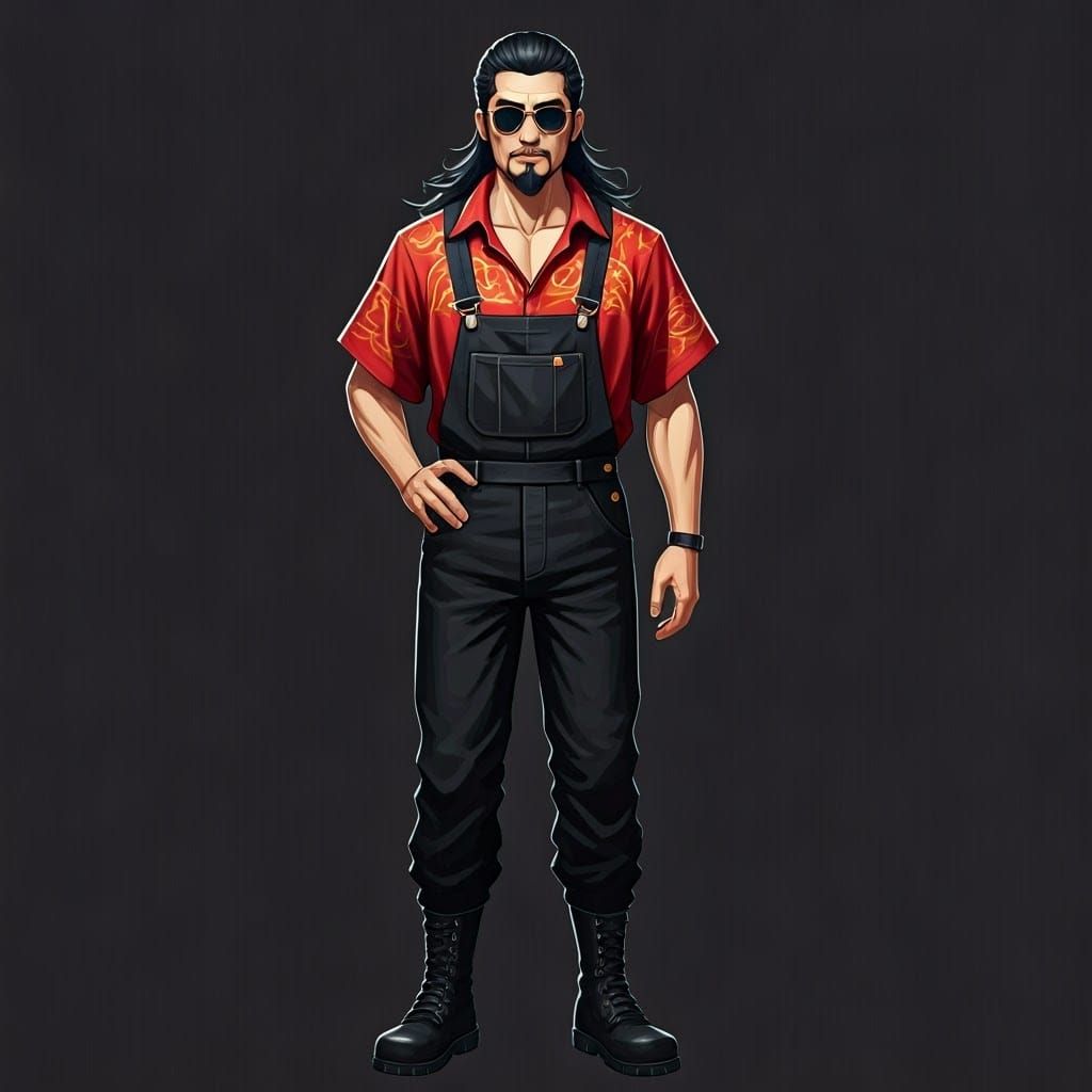 Confident Asian Warrior in Vibrant Anime Style