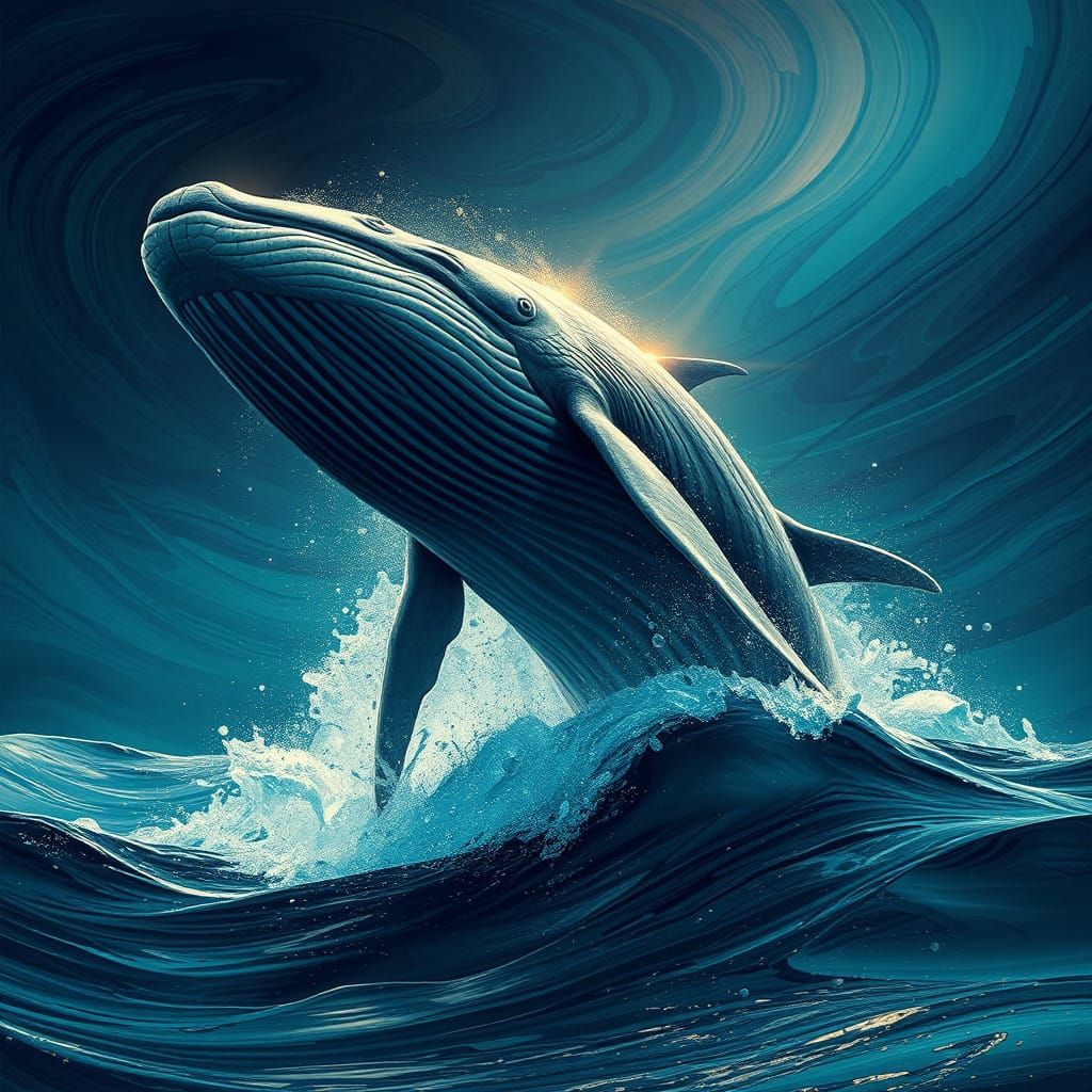 Majestic Whale in Futuristic, Hyperrealistic Style