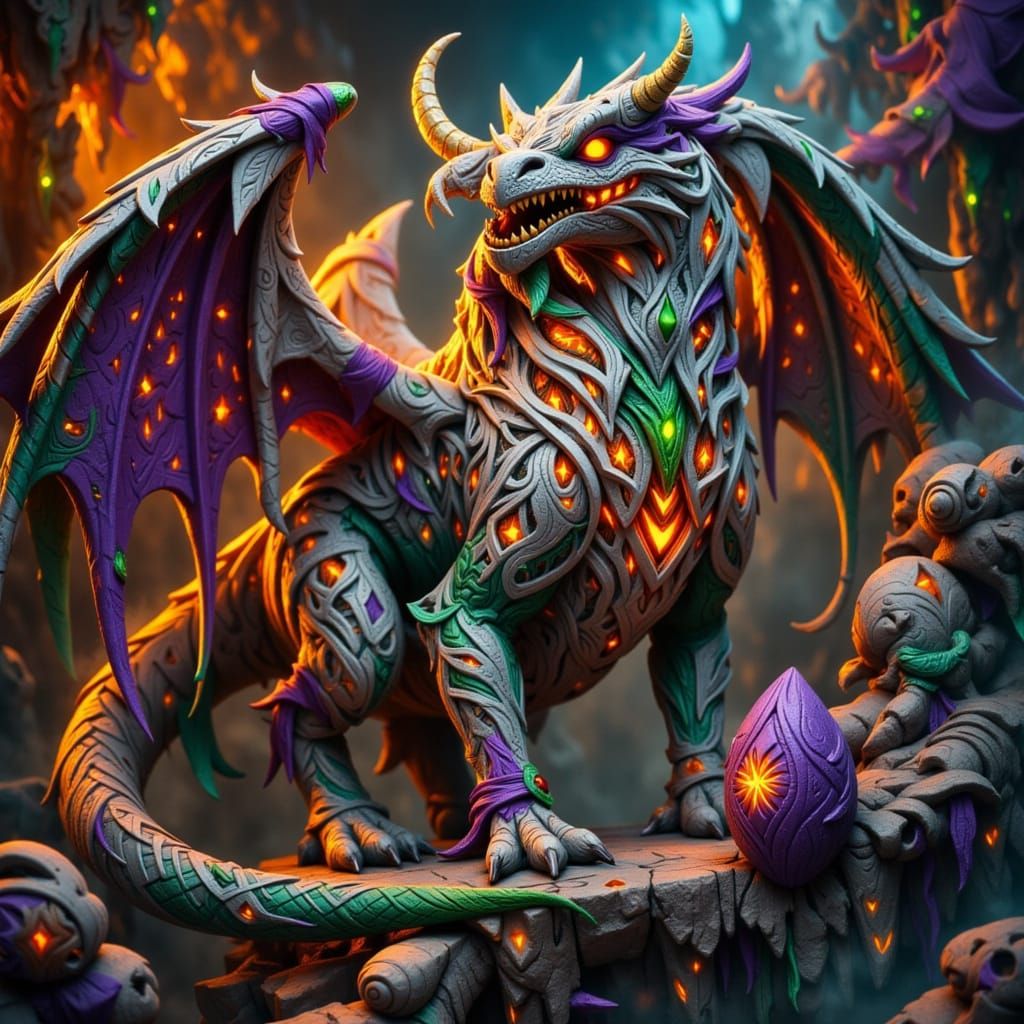 Majestic Dragon Golem Adorned with Jewels