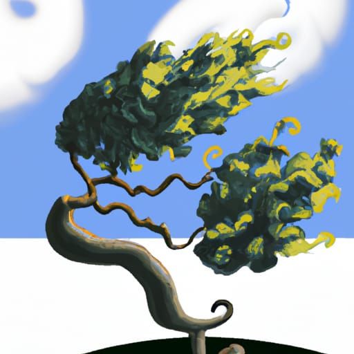 Surreal Windswept Oak Tree in Dalí Style