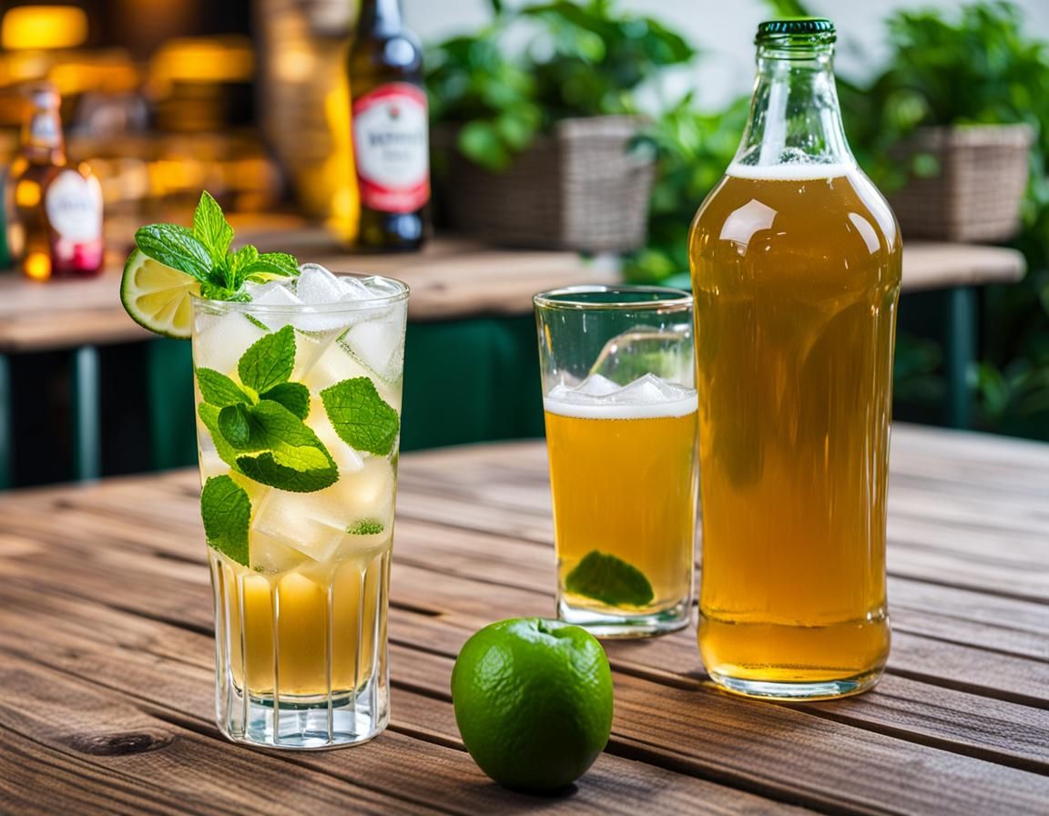Cider Bottle and Mojito Glass Still Life