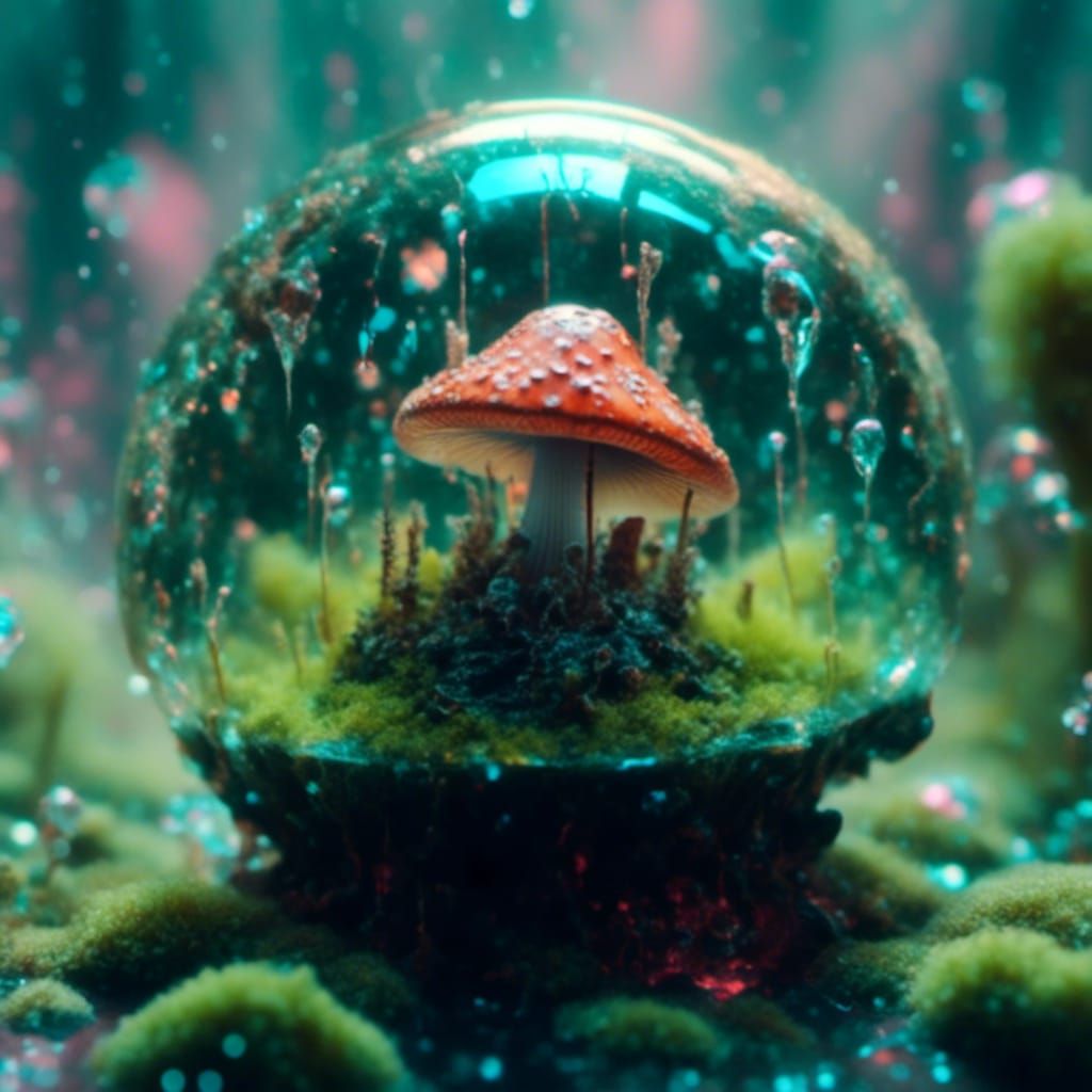 Ferrofluid Frog Surrounded by Cosmic Moss