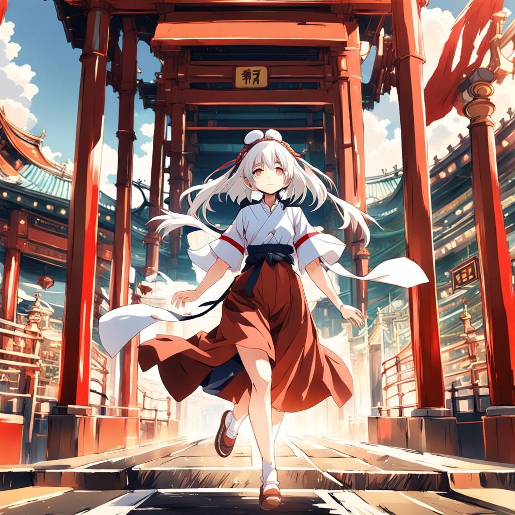 Chibi Anime Idol Girl in Amusement Park, Ghibli Style