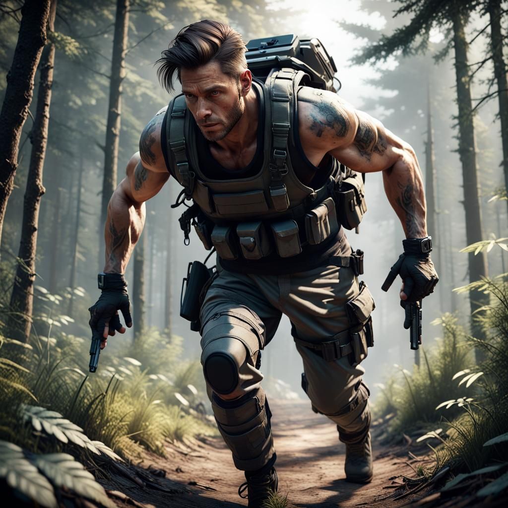 Cyborg Fugitive Ambush in 3D Game Cinematic