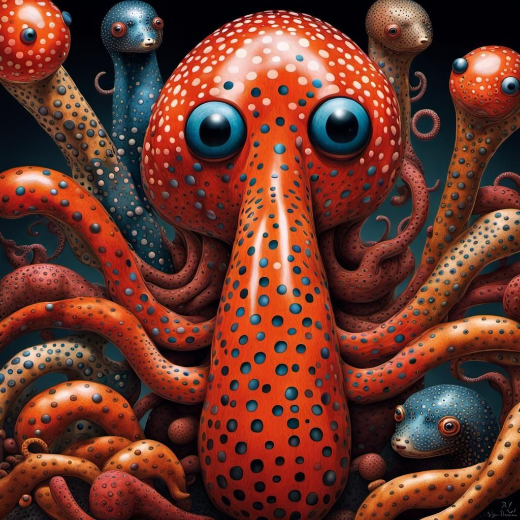 Wiggling Sausage Organisms in Psychedelic Pop Art