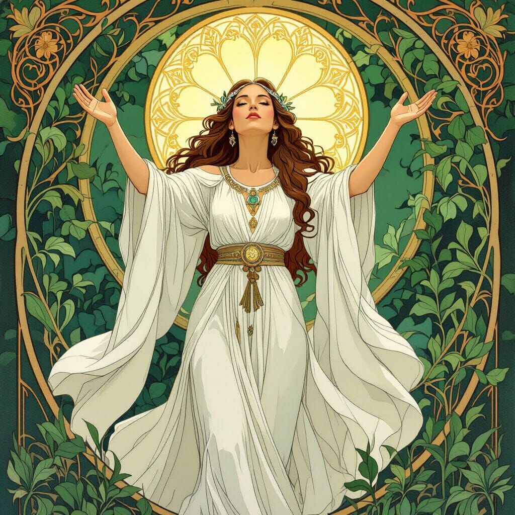 High Priestess in Art Nouveau Style