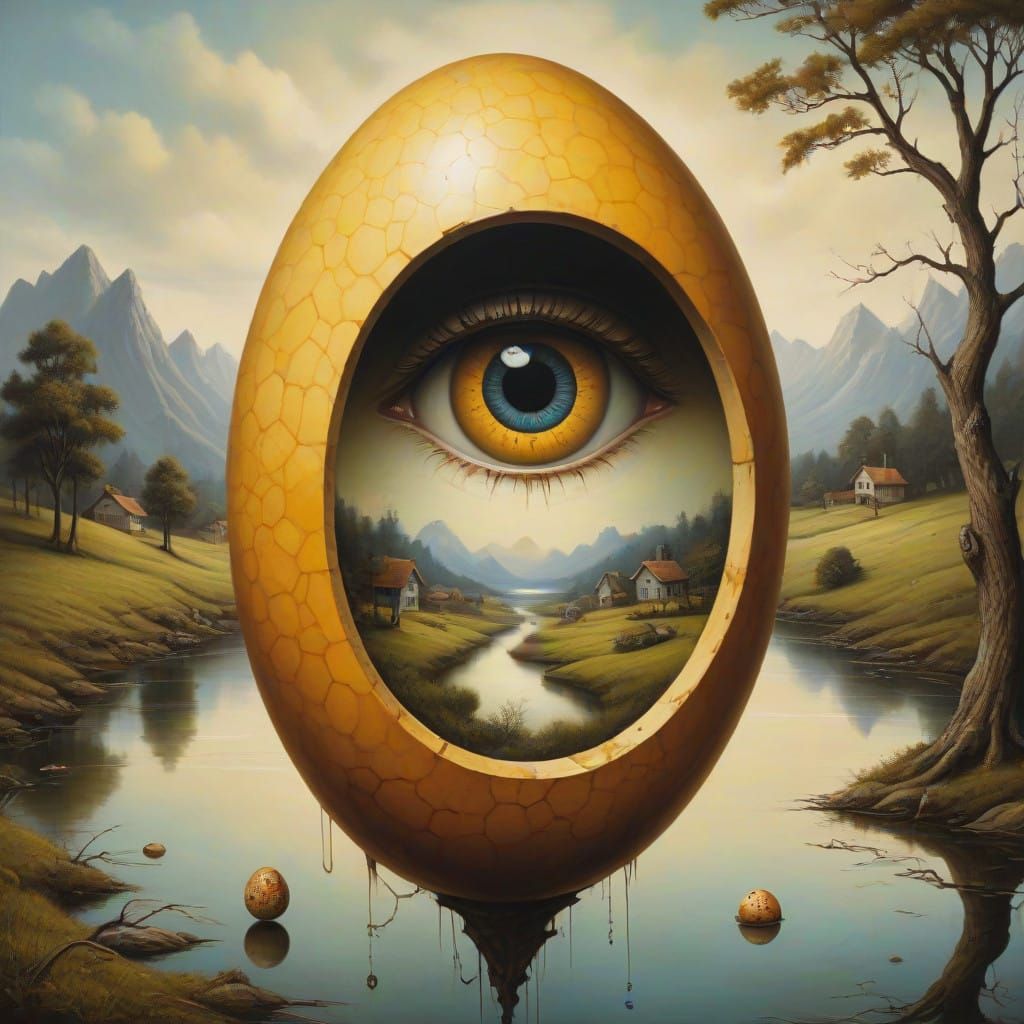 Surrealistic Landscape with Optical Illusion