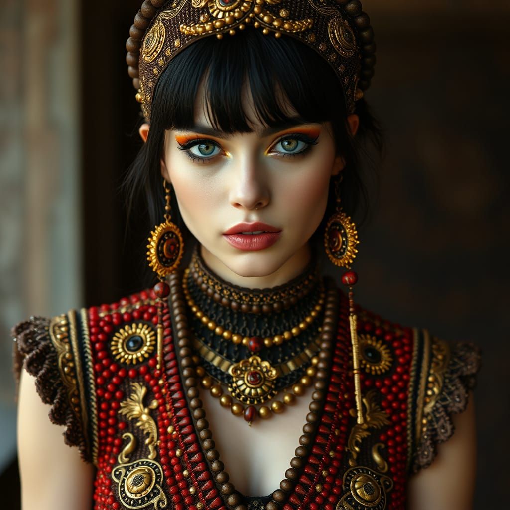 Edwardian Punk Woman in Elegant Rebellion