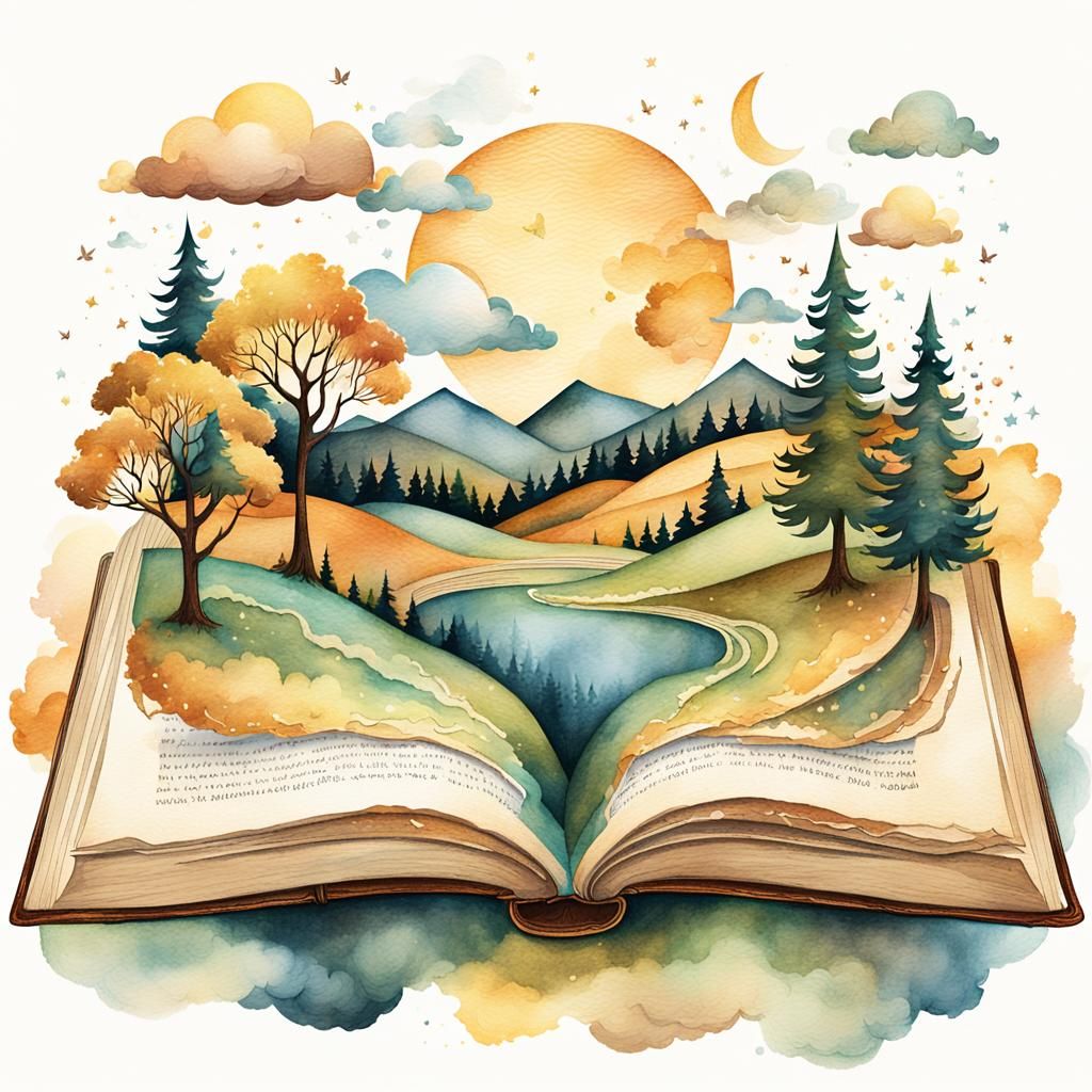 Fantasy World Unfolds from Open Book