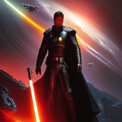 Epic Lightsaber Duel in Sci-Fi Digital Art